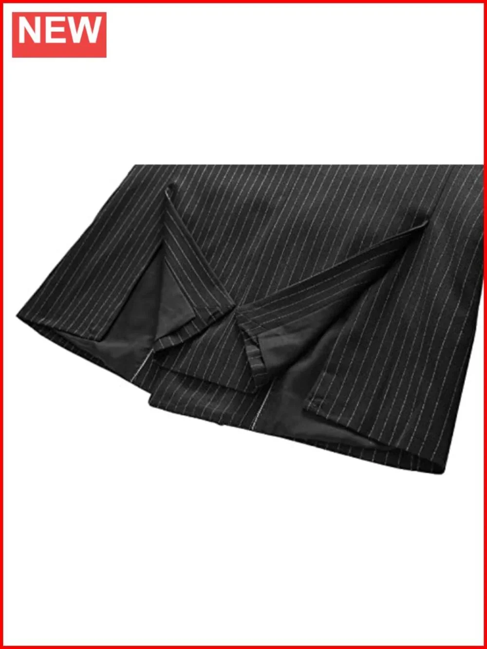 Mens 3 Piece Double Breasted Pinstripe Slim Fit Tuxedo Suit Set Formal